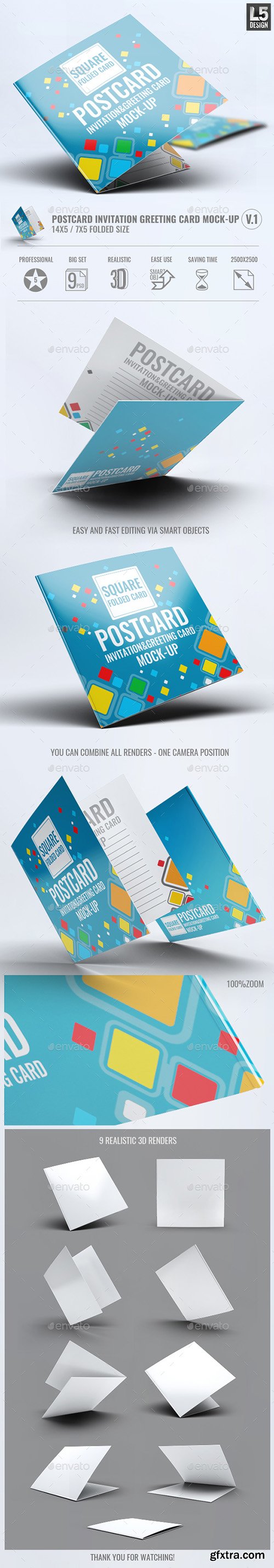 Graphicriver Square Invitation Greeting Card Mock-Up 13563329