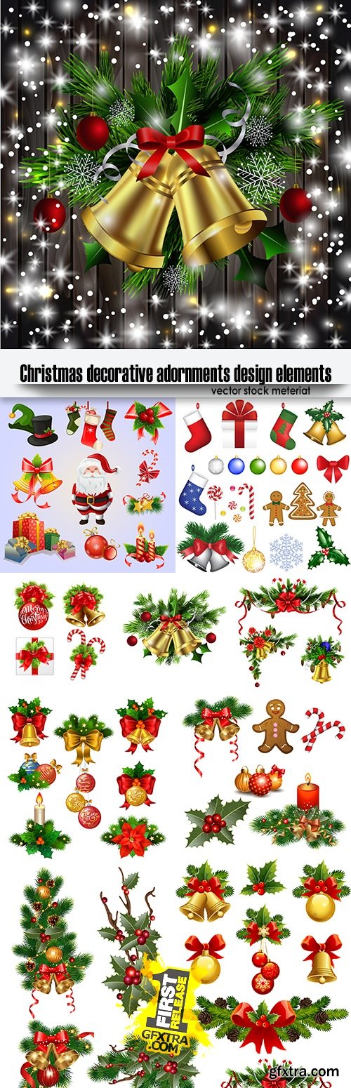 Christmas decorative adornments design elements