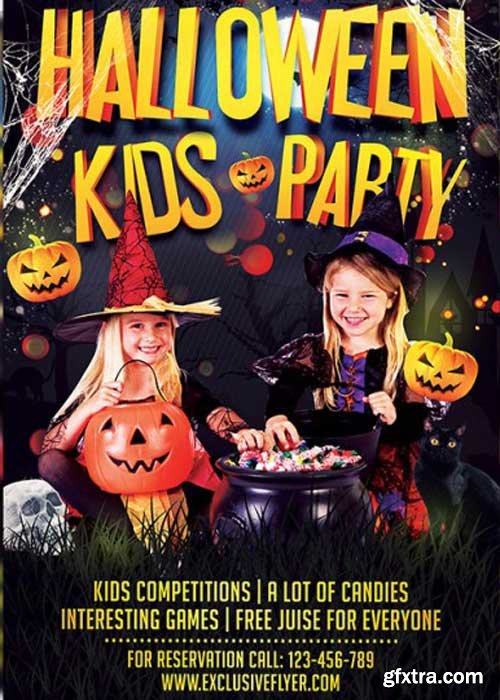 Kids Halloween V8 Premium Flyer Template + Facebook Cover