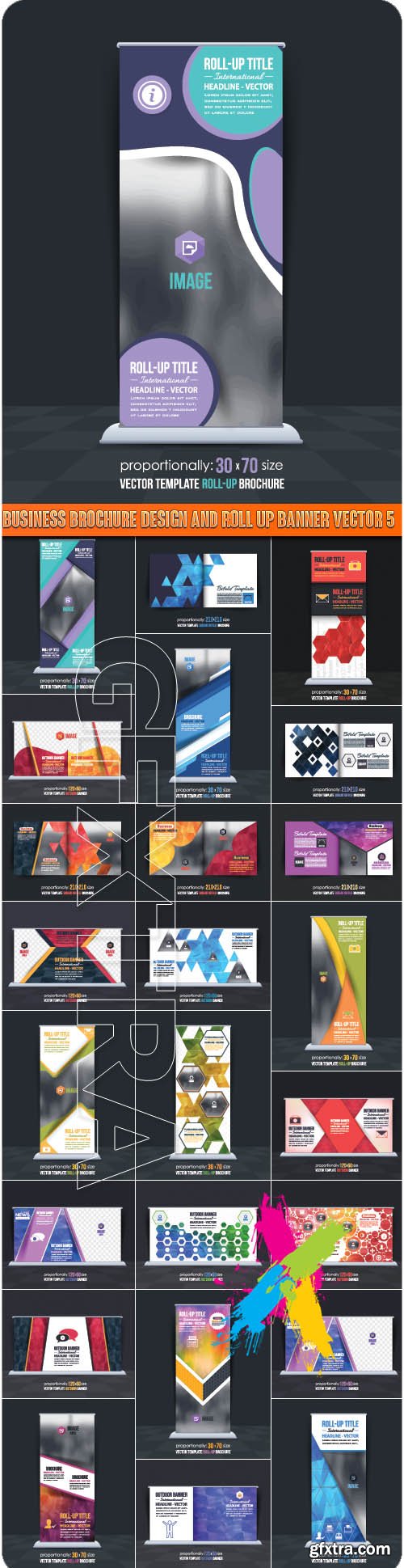 Business Brochure Design and Roll up banner vector 5