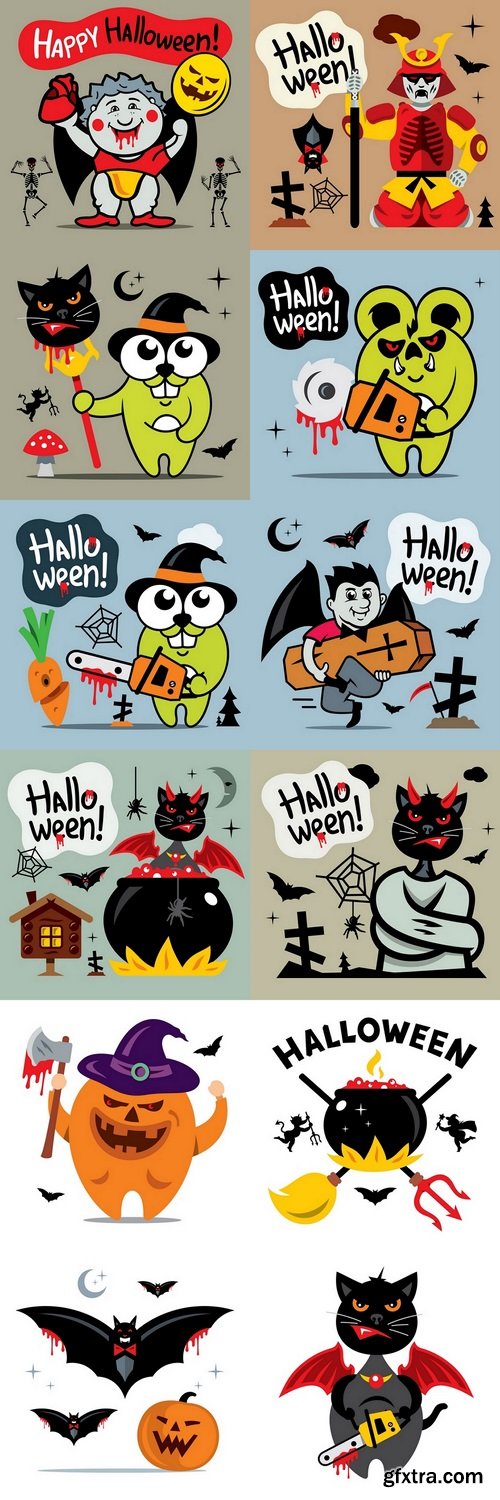 Vector Halloween Concept Cartoon Illustration