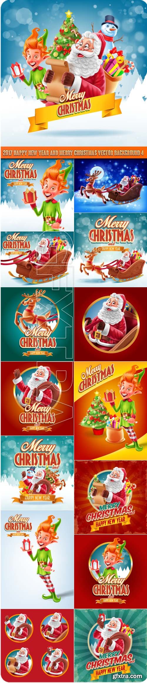 2017 Happy New Year and Merry Christmas vector background 4