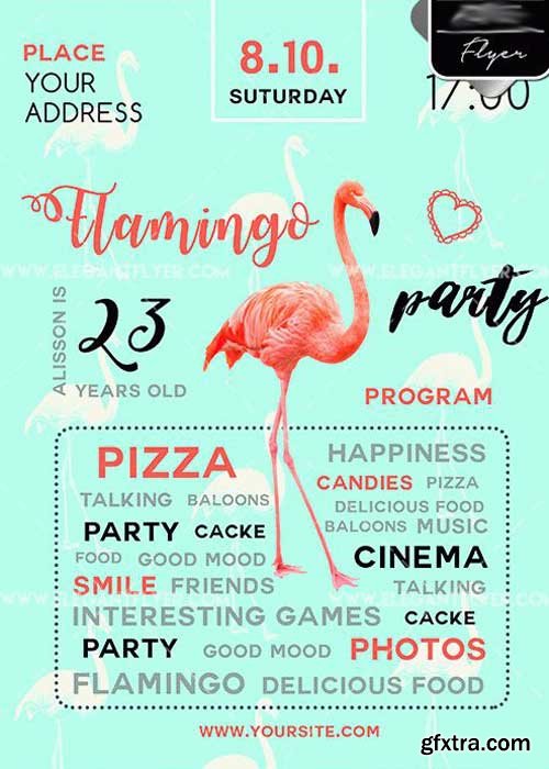 Flamingo Party V1 PSD Template + Facebook cover