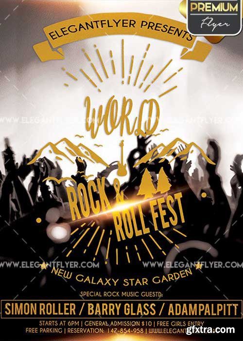 Rock and Roll Fest V2 Flyer PSD Template + Facebook Cover