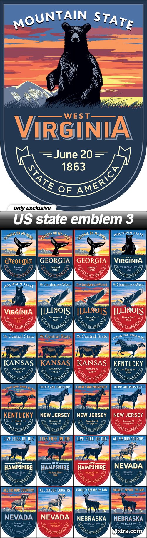 US state emblem 3 - 25 EPS