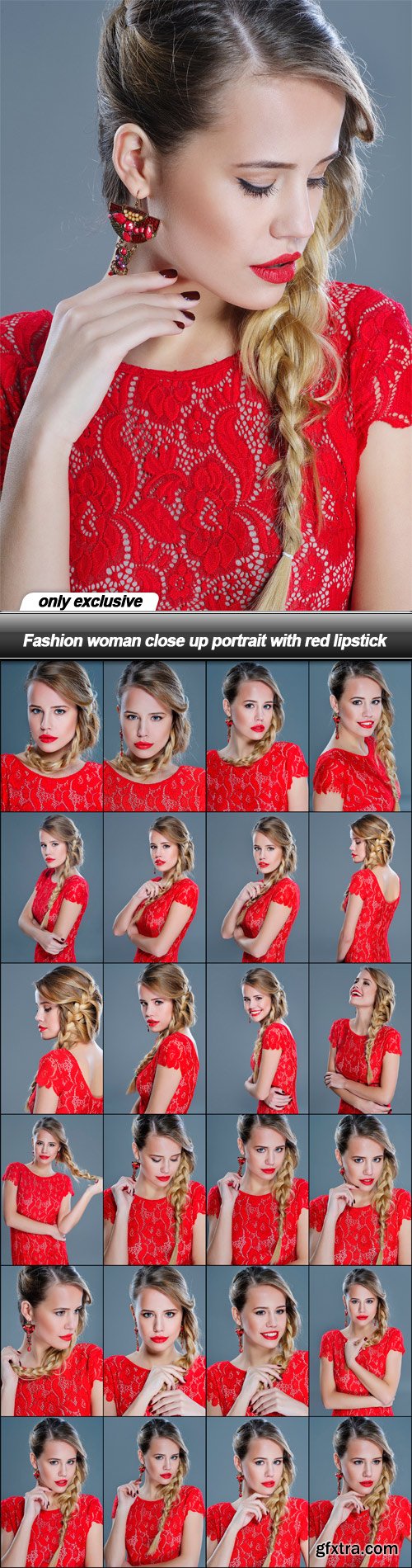 Fashion woman close up portrait with red lipstick - 25 UHQ JPEG