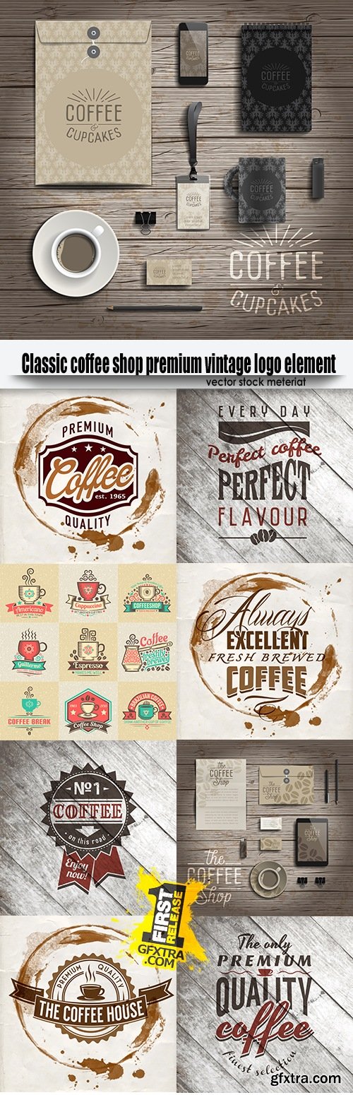 Classic coffee shop premium vintage logo element