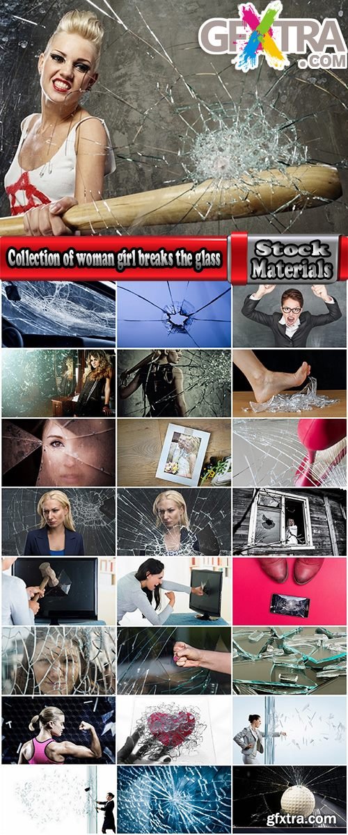 Collection of woman girl breaks the glass window 25 HQ Jpeg