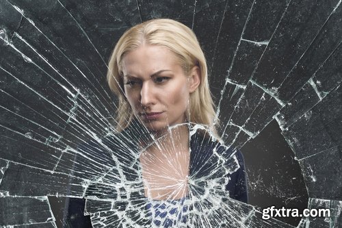 Collection of woman girl breaks the glass window 25 HQ Jpeg