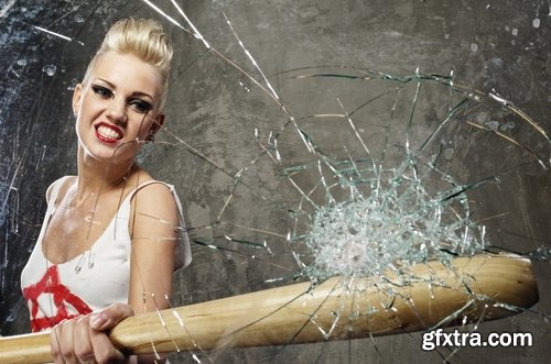 Collection of woman girl breaks the glass window 25 HQ Jpeg