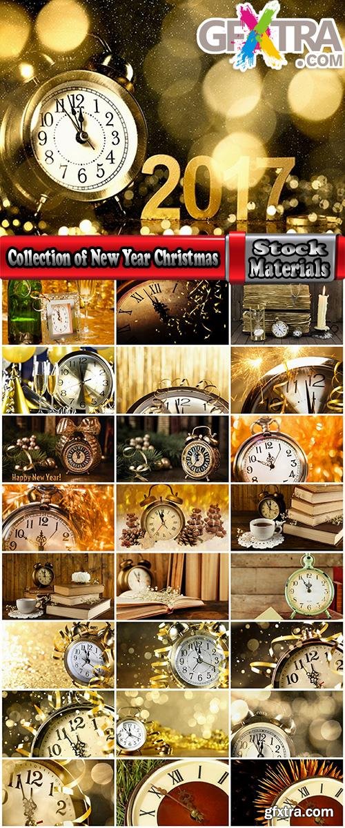 Collection of New Year Christmas still life with vintage clock logo 2017 25 HQ Jpeg