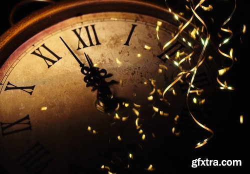 Collection of New Year Christmas still life with vintage clock logo 2017 25 HQ Jpeg