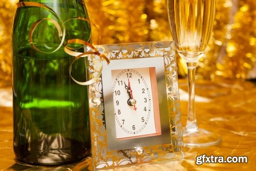 Collection of New Year Christmas still life with vintage clock logo 2017 25 HQ Jpeg