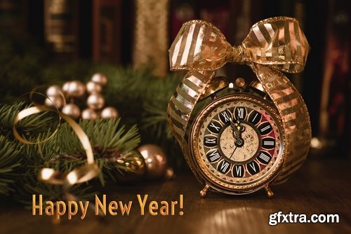 Collection of New Year Christmas still life with vintage clock logo 2017 25 HQ Jpeg