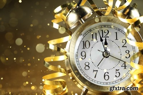 Collection of New Year Christmas still life with vintage clock logo 2017 25 HQ Jpeg