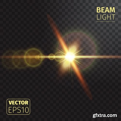 Collection of lighting effect beam light flux spotlight bulb circle vector image 25 EPS