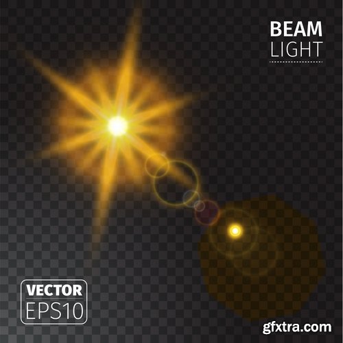 Collection of lighting effect beam light flux spotlight bulb circle vector image 25 EPS