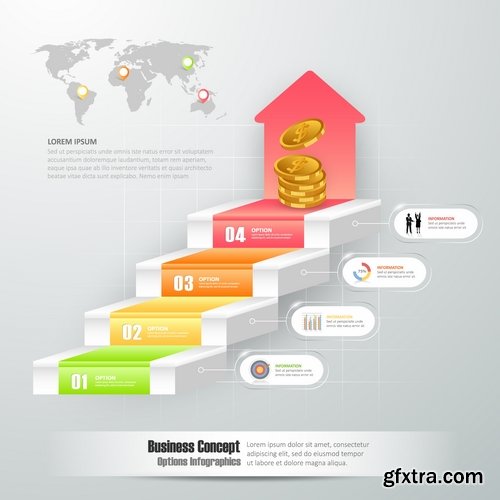 Collection of business infographics template is an example of a web site is a step by step calculation 3-25 EPS