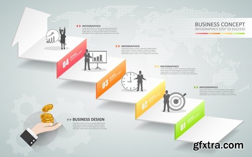 Collection of business infographics template is an example of a web site is a step by step calculation 3-25 EPS