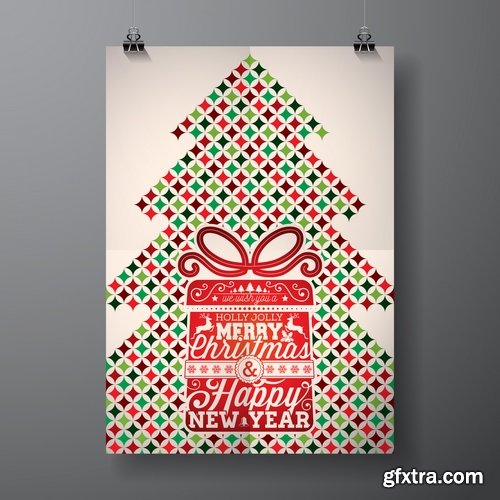 Collection of christmas new year sticker banner flyer cover gift card vector image 25 EPS