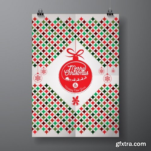 Collection of christmas new year sticker banner flyer cover gift card vector image 25 EPS