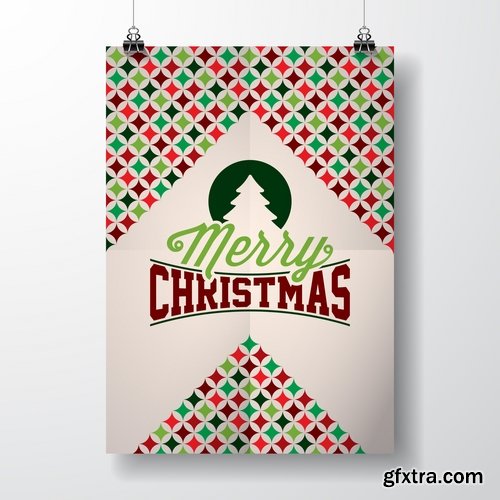 Collection of christmas new year sticker banner flyer cover gift card vector image 25 EPS