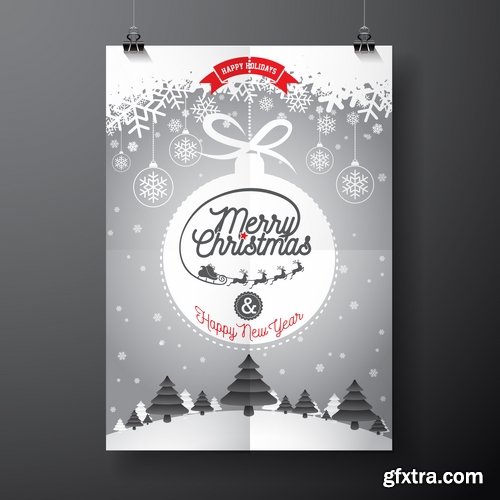 Collection of christmas new year sticker banner flyer cover gift card vector image 25 EPS