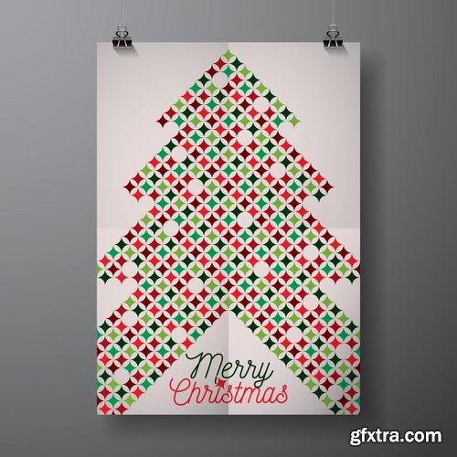 Collection of christmas new year sticker banner flyer cover gift card vector image 25 EPS