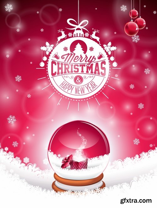 Collection of christmas new year sticker banner flyer cover gift card vector image 25 EPS