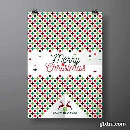 Collection of christmas new year sticker banner flyer cover gift card vector image 25 EPS