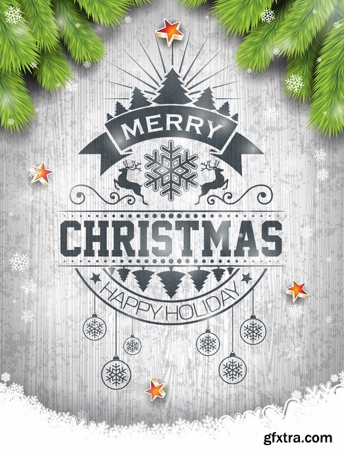 Collection of christmas new year sticker banner flyer cover gift card vector image 25 EPS