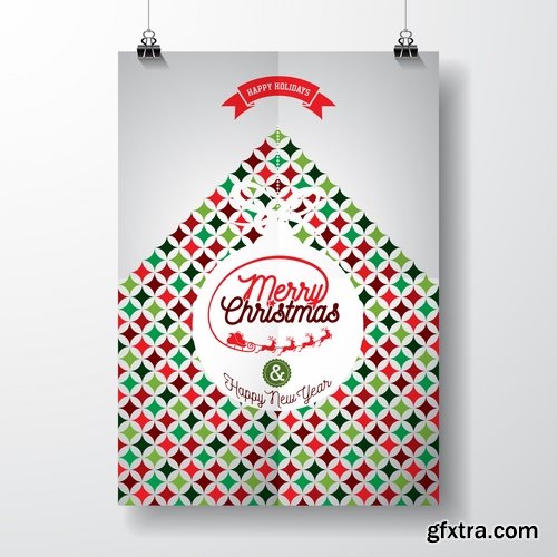 Collection of christmas new year sticker banner flyer cover gift card vector image 25 EPS