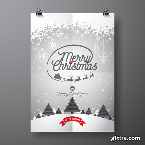 Collection of christmas new year sticker banner flyer cover gift card vector image 25 EPS