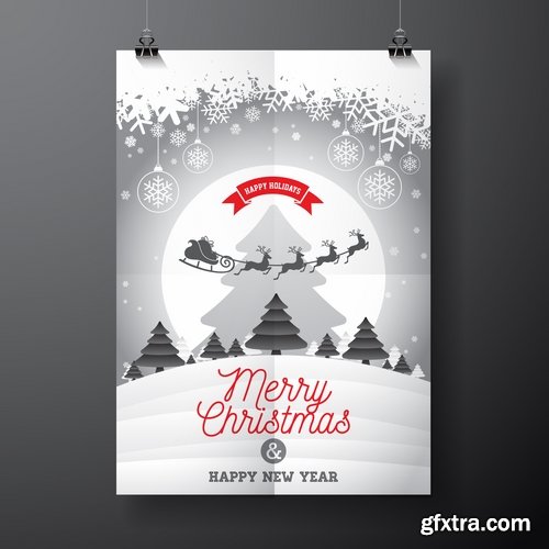 Collection of christmas new year sticker banner flyer cover gift card vector image 25 EPS