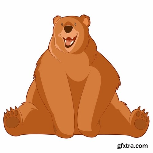 Collection polar bear brown grizzly teddy icon for children book illustration 25 EPS