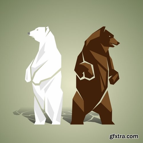 Collection polar bear brown grizzly teddy icon for children book illustration 25 EPS