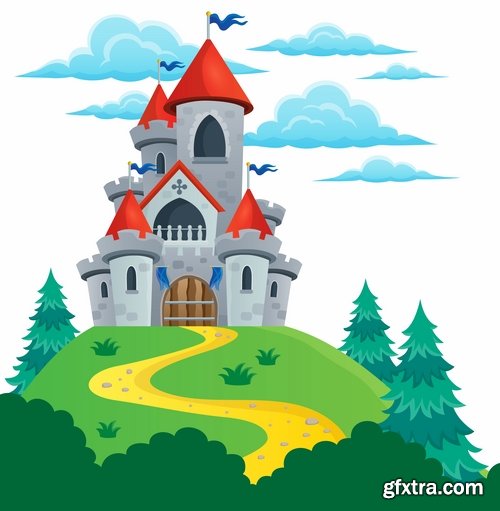 Collection of castle fort icon silhouette of a medieval tower building vector image 25 EPS