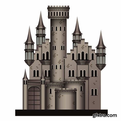 Collection of castle fort icon silhouette of a medieval tower building vector image 25 EPS