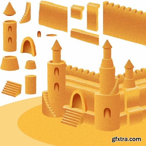 Collection of castle fort icon silhouette of a medieval tower building vector image 25 EPS