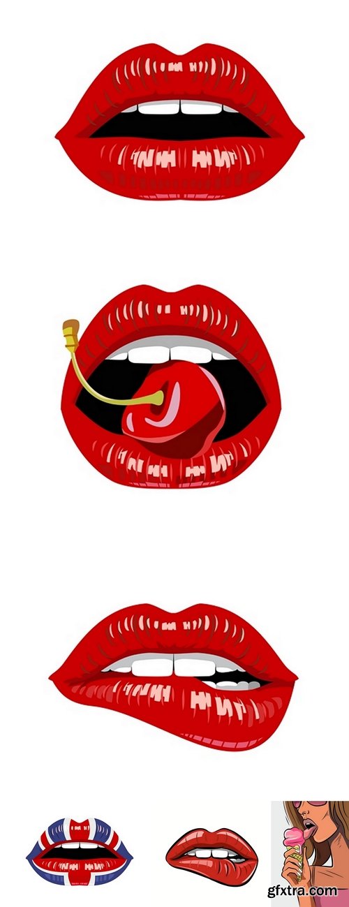 Vector womans red lips