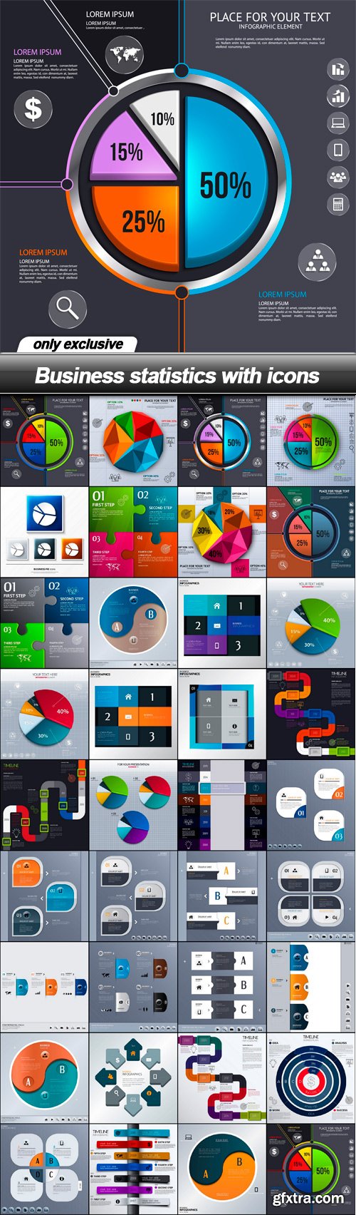 Business statistics with icons - 35 EPS