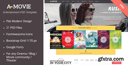 ThemeForest - A.Movie v1.0 - Cinema/Movie PSD Template - 6124712