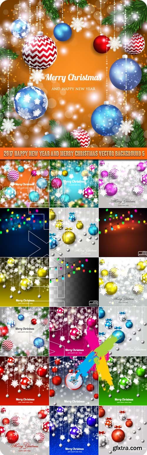 2017 Happy New Year and Merry Christmas vector background 5