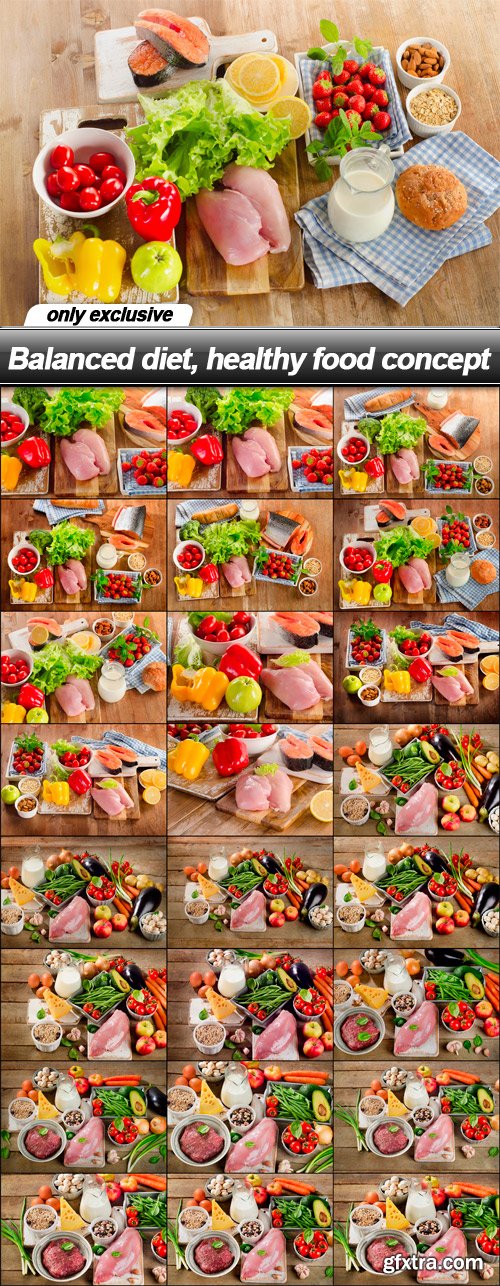 Balanced diet, healthy food concept - 25 UHQ JPEG