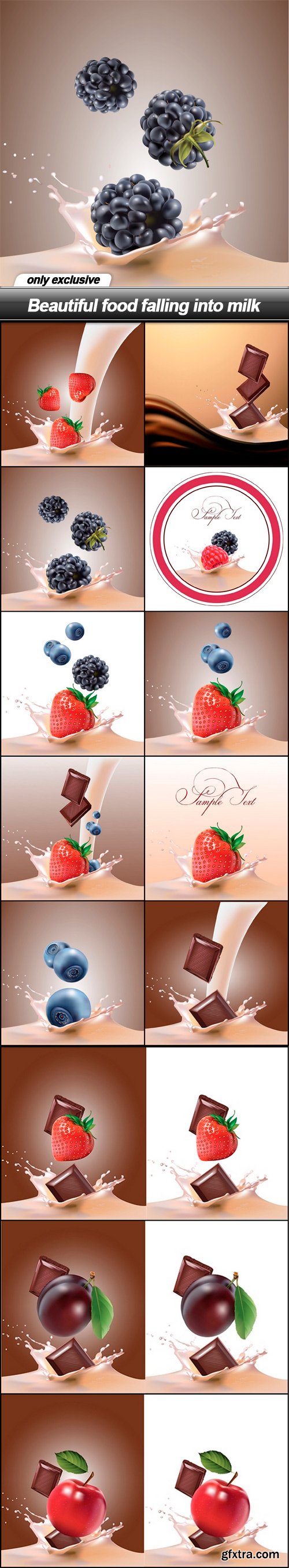 Beautiful food falling into milk - 13 EPS