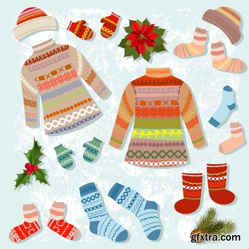 Collection of clothes for different seasons icon jacket pants cap toe shoes 25 EPS