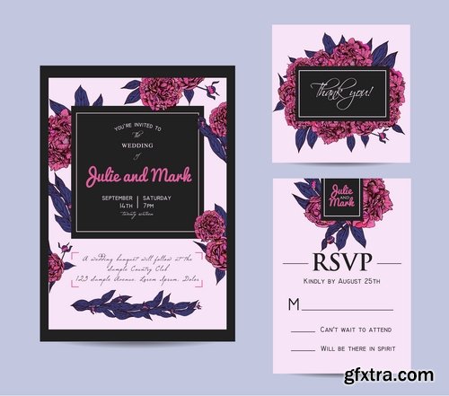 Collection of cover vector banner wedding picture card flyer poster invitation card 11-25 EPS