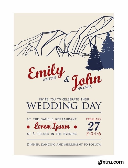 Collection of cover vector banner wedding picture card flyer poster invitation card 11-25 EPS