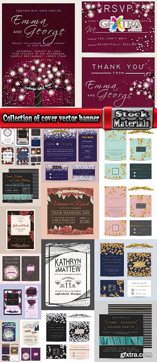 Collection of cover vector banner wedding picture card flyer poster invitation card 11-25 EPS