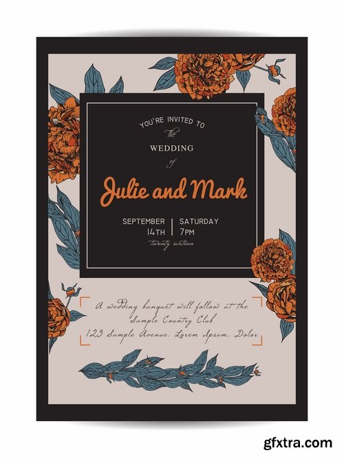 Collection of cover vector banner wedding picture card flyer poster invitation card 11-25 EPS